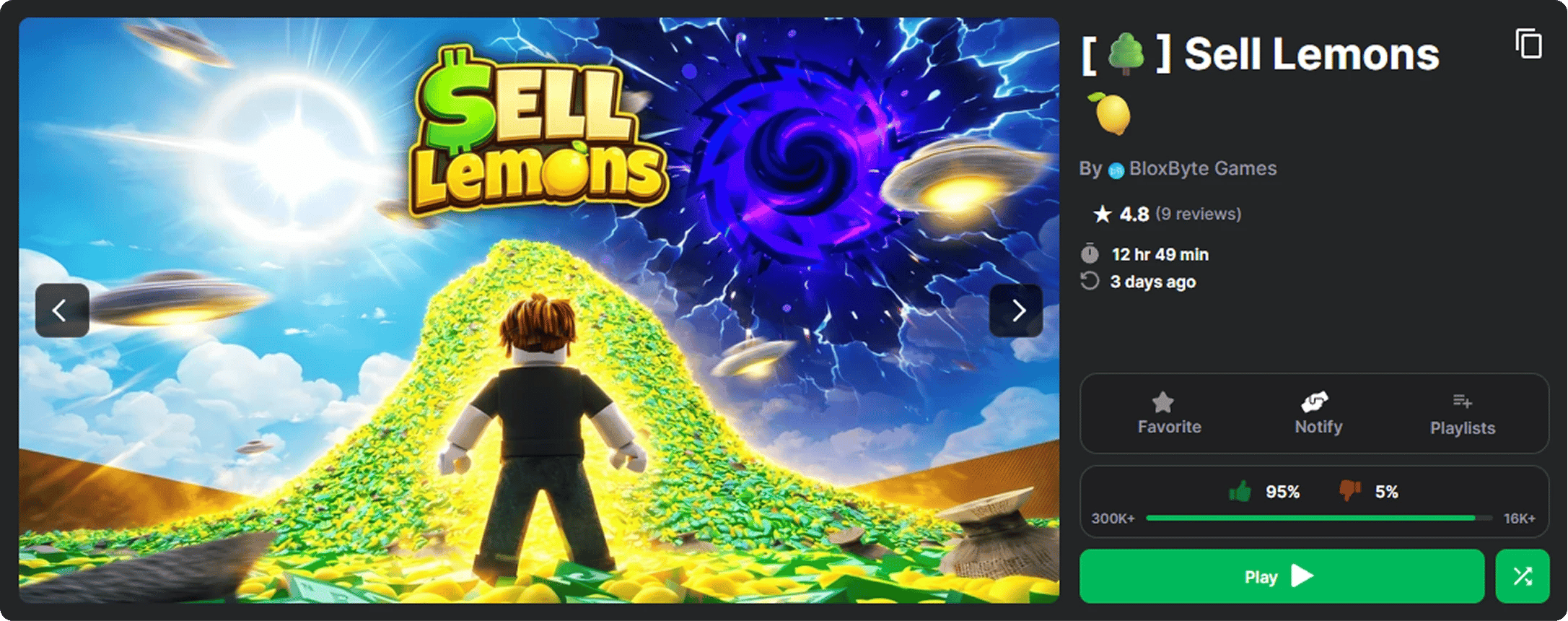 RoGold Ultimate redesigned Roblox game page