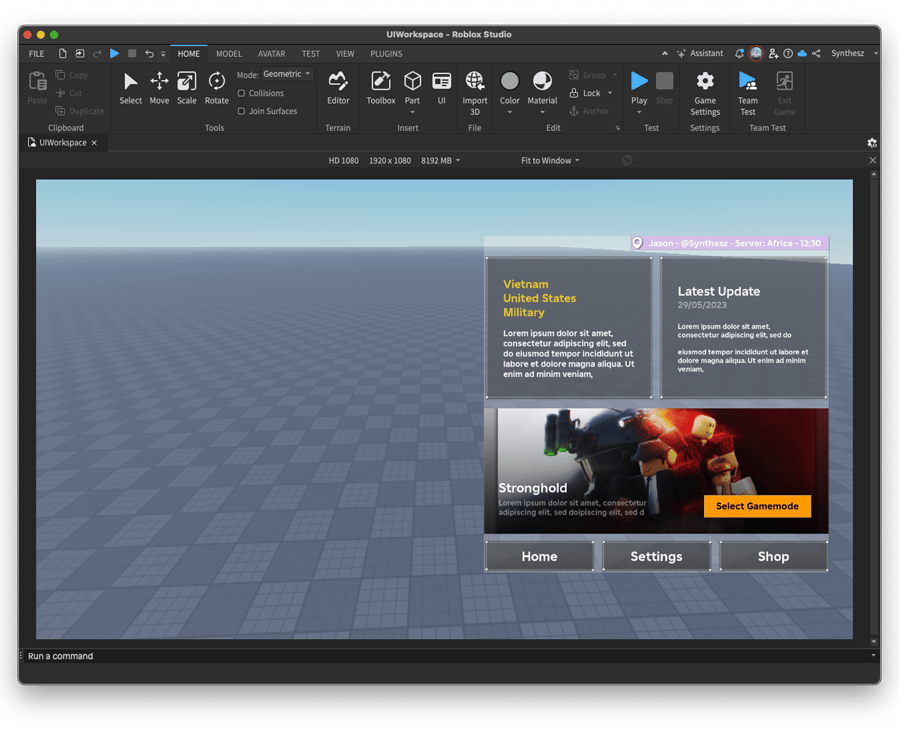 RoGold Ultimate Studio Plugin inside Roblox Studio